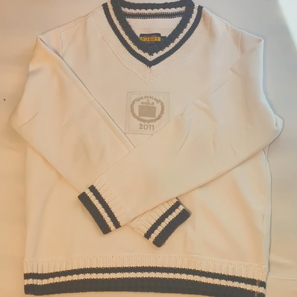 Rugby By Ralph Lauren V-Neck Sweater White and Black